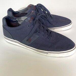 Polo Ralph Lauren Hanford Mens Canvas Sneakers Navy Lace Up Pony Logo Size 14